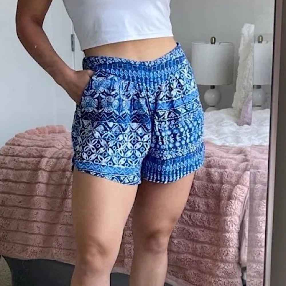 Blue Flowy Shorts
